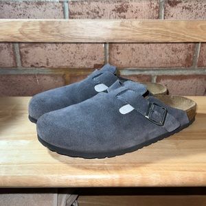 Birkenstock Boston Clog | Grey Suede | EU 40 US 9W 7M | Good Condition